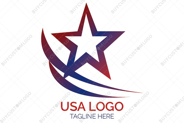 five pointed star with abstract waves logo