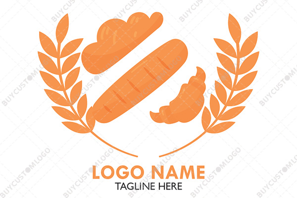 bread, dough and wheat logo