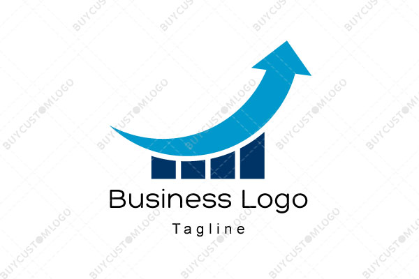 the blue bars and graph line logo