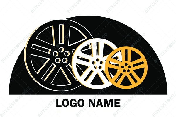 black, white and golden rims logo