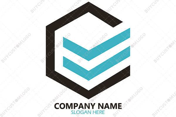checkmarks in a hexagon logo