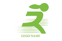 letter r female athletic runner logo