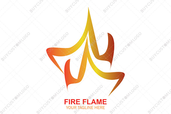 abstract running athlete fire flame logo