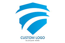 abstract deformed shield blue logo