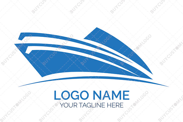 abstract blue yacht ship logo