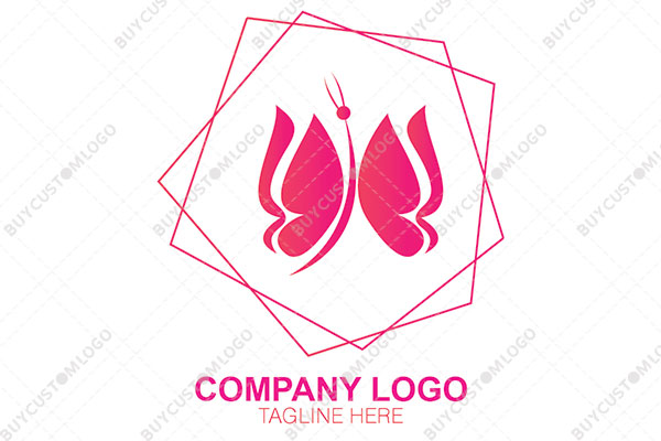 butterfly in pentagons pink logo