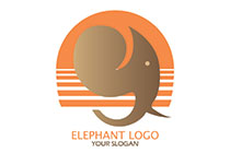 elephant and deformed sun setting logo