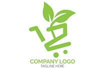 shopping cart with stem and leaves logo