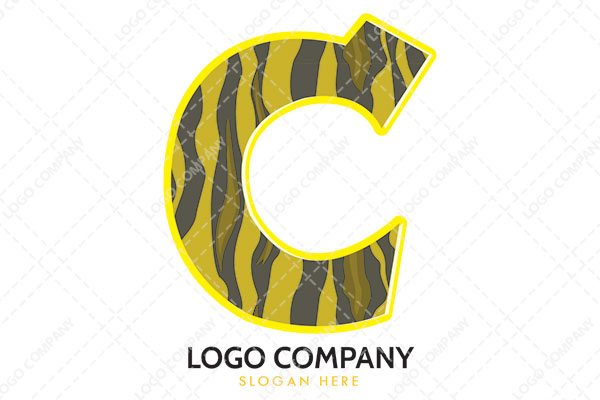 Yellow and Black Stripes C Alphabet Logo