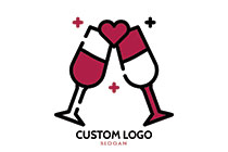 Two Champagne Glasses with a Heart in Between Logo