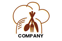 spoon, fork and knife chef hat logo