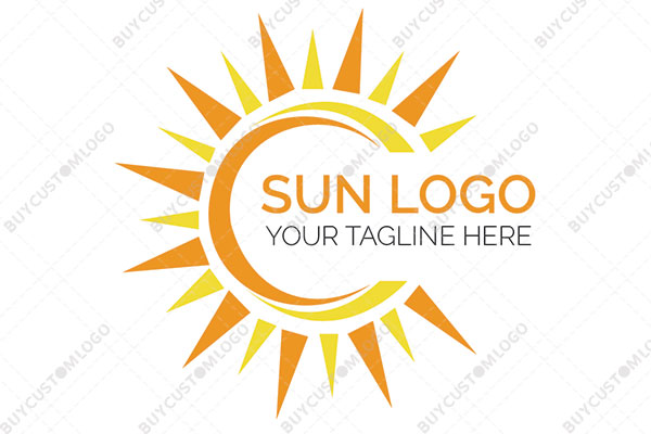 hand drawn style abstract sun logo