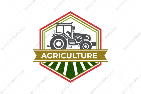 tractor on field in a hexagon logo