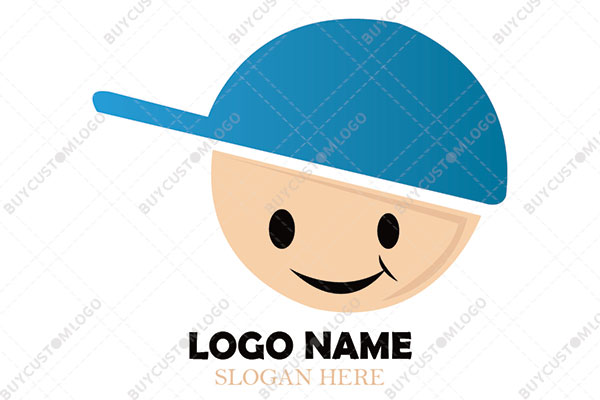 happy kid wearing a hat logo