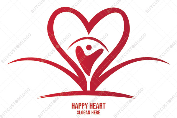 happy abstract person in a heart logo
