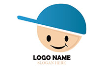 happy kid wearing a hat logo