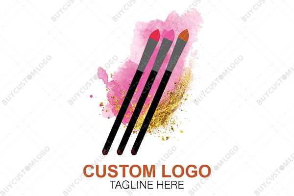 face powder, glitter and makeup brushes logo
