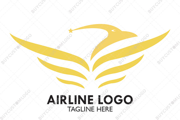 abstract deformed style golden phoenix logo