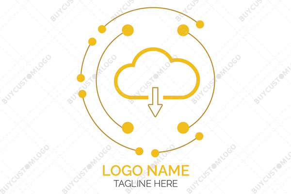 cloud with cursor and networking nodes logo