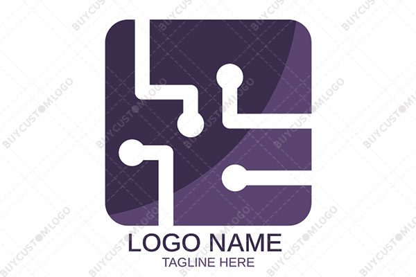 indigo squircle with networking nodes logo