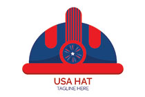 american flag themed miner hat logo