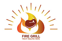 abstract steak on fire logo