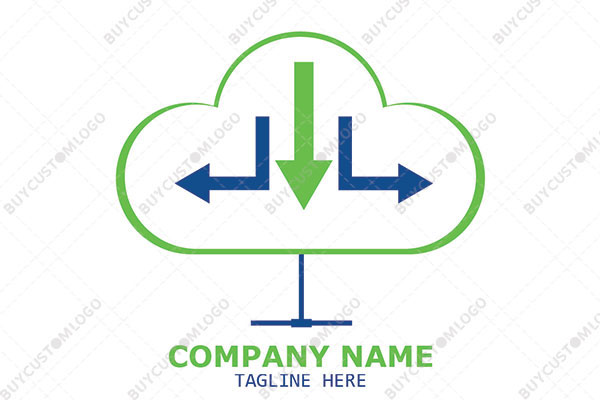 arrows in cloud with networking cable logo