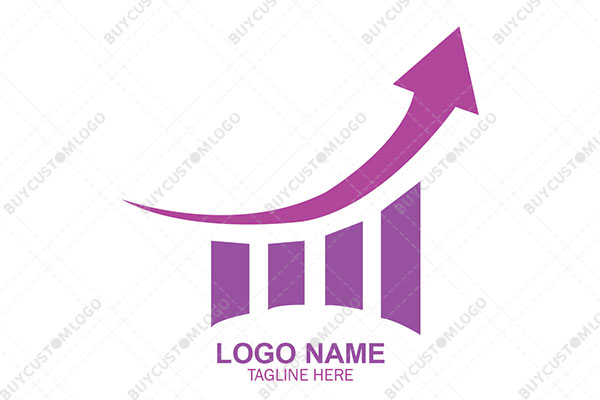 abstract ascending bars with growth arrow logo