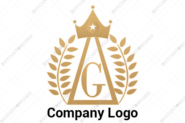 g letter crown pyramid wheats logo