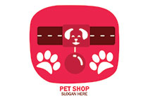 roadside pet shop happy dog and paws logo