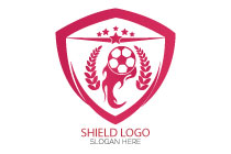 flaming football and wheats in a shield logo