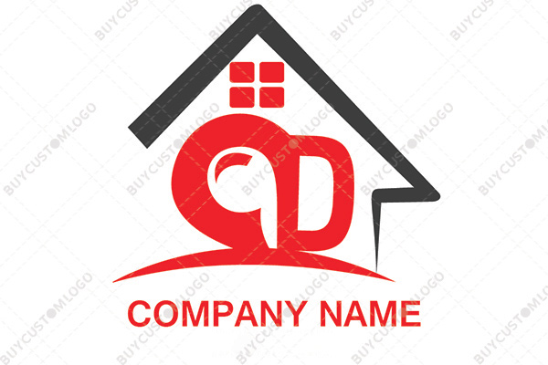 red and black premium house logo