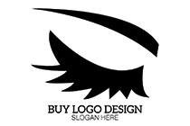 thick eyebrows and eyelashes wings style logo