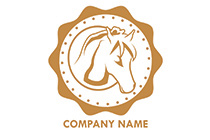 happy pony in a metal badge logo