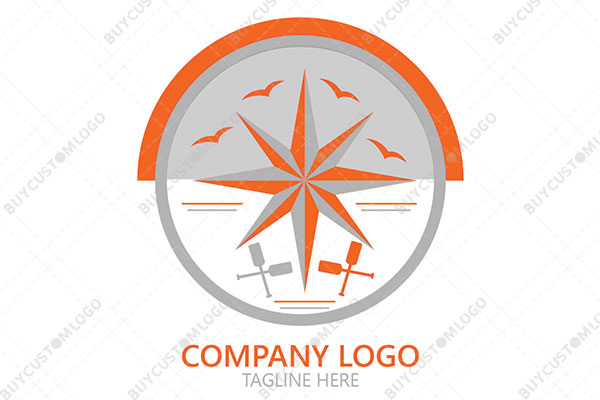 compass with abstract birds and weather vane logo
