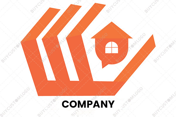 house and hand excavator logo