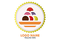 colourful icecream scoops in a basket logo