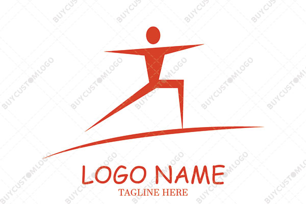 abstract person performing virabhadrasana logo
