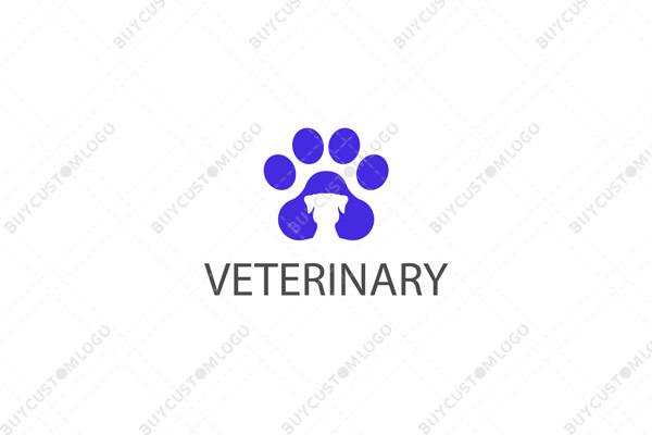 dog in a paw minimal and symmetric logo