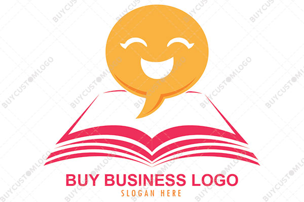 Abstract of a Book with a Message Symbol and Happy Face Logo