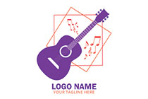 guitar, frames and music notes logo