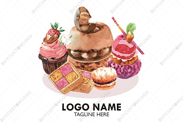 delicious bakery items colourful logo