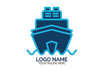 robot funnel ship blue logo