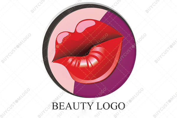glossy red pouting lips logo