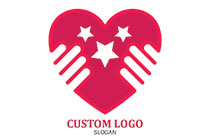 heart with fingers and stars harlequin logo