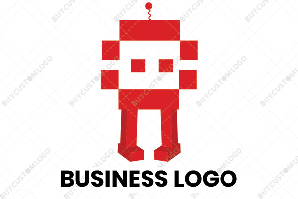 blocks and legs pixelated cartoon robot logo