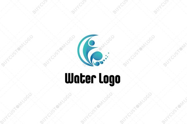 crescent moon abstract person water themed logo
