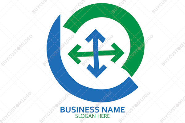 double sided arrows in circular lines logo