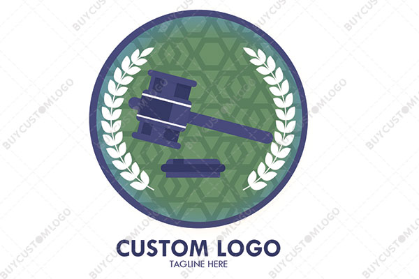 gavel and abstract wheats patterned logo