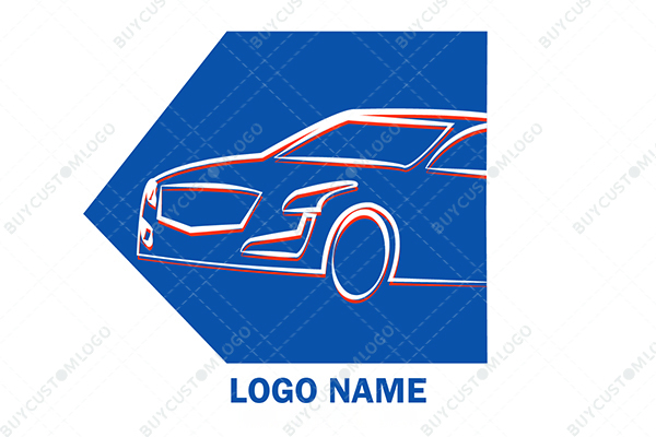 car sketch blue and orange logo